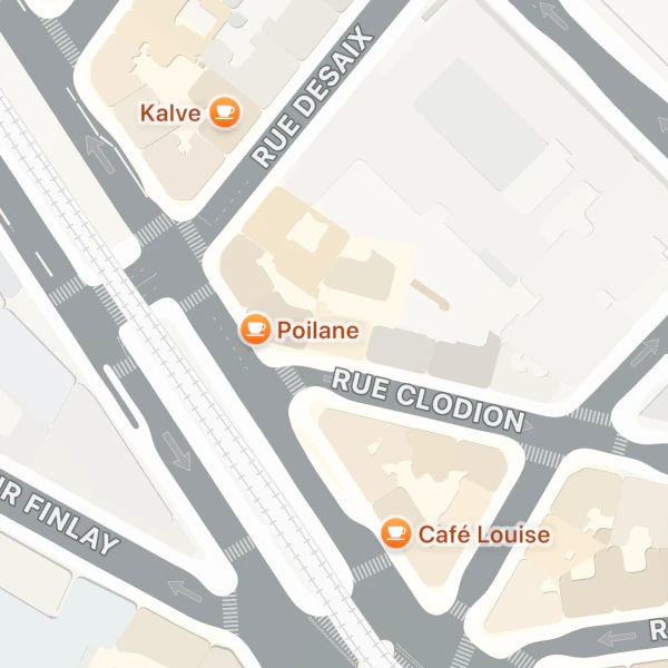 Carte montrant uniquement les cafés (point d'intérêt)