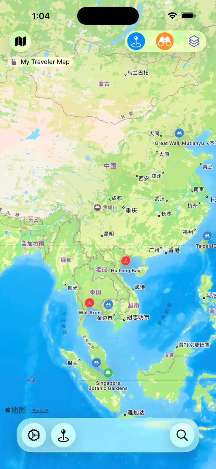 显示已保存地点的地图视图