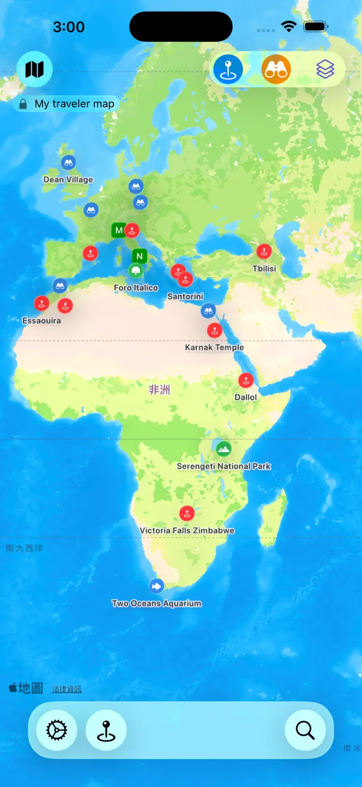 顯示已儲存地點的地圖視圖